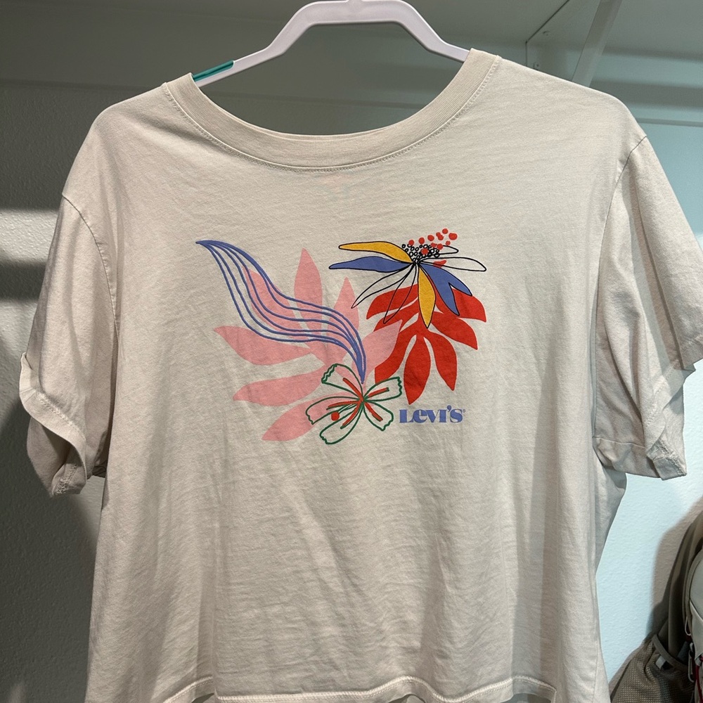 Levi's Cream Tee with Colorful Floral Print